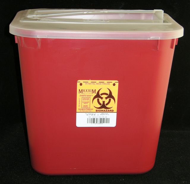 Sharps Container, Red, 1 Quart - Latex, Supported